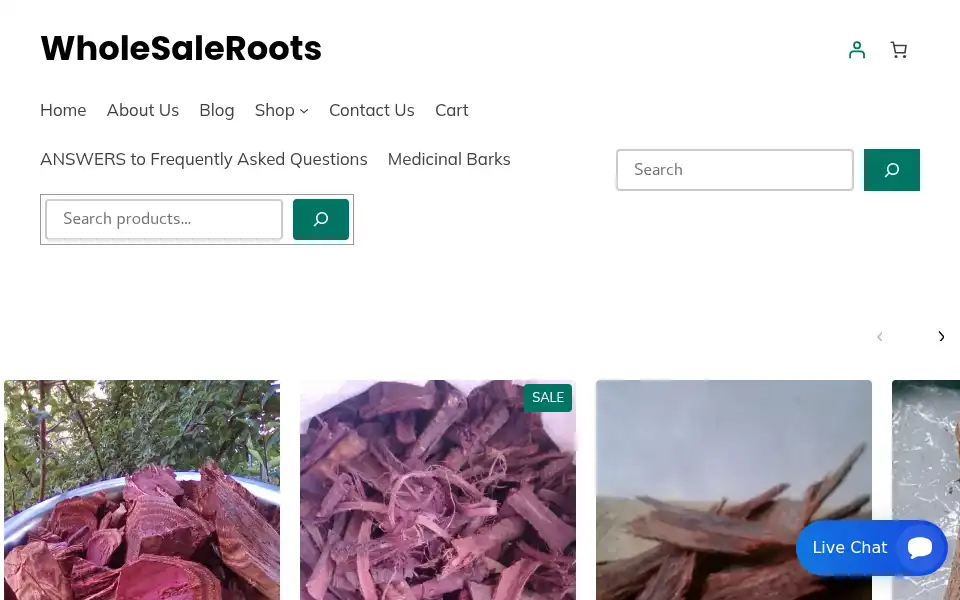 Screenshot of wholesaleroots.com