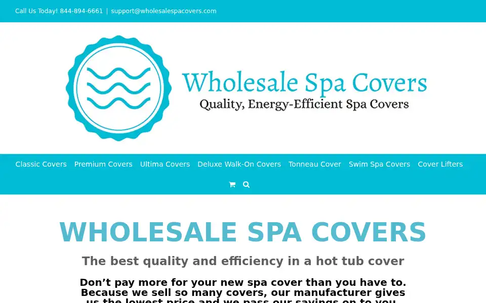 Screenshot of wholesalespacovers.com