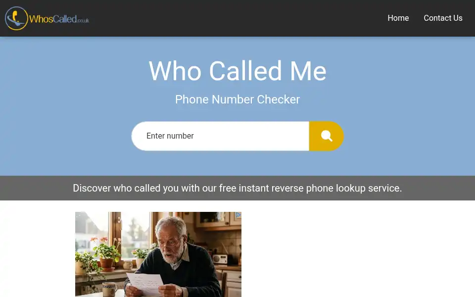 Screenshot of whoscalled.co.uk