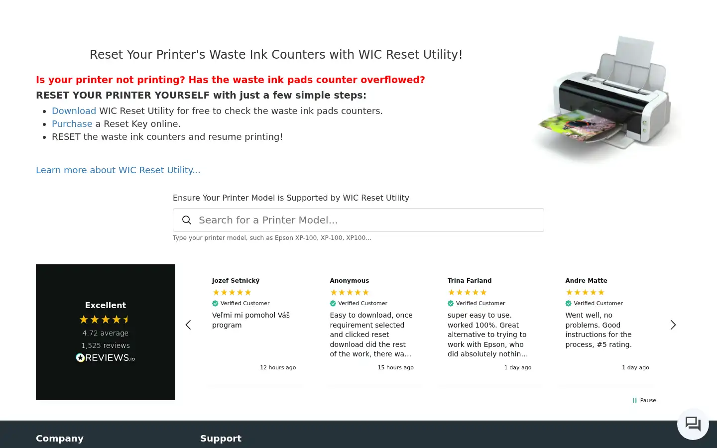 Screenshot of wic-reset.com