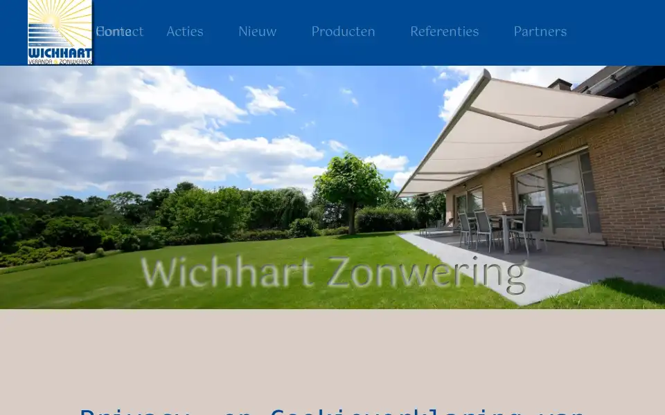 Screenshot of wichhartzonwering.nl
