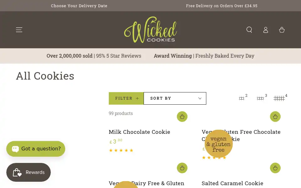 Screenshot of wickedcookies.co.uk