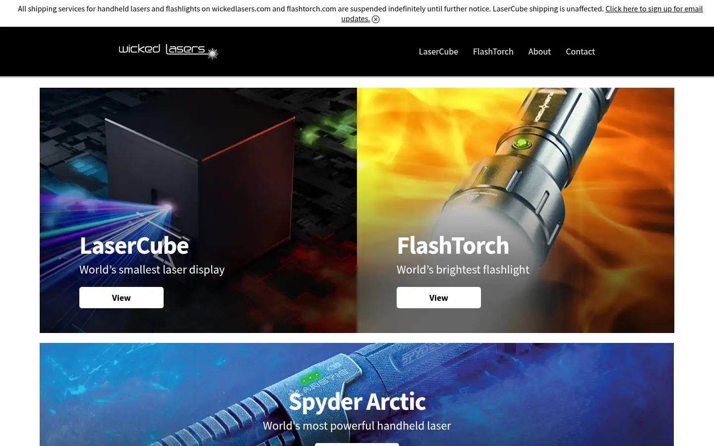 Screenshot of wickedlasers.com