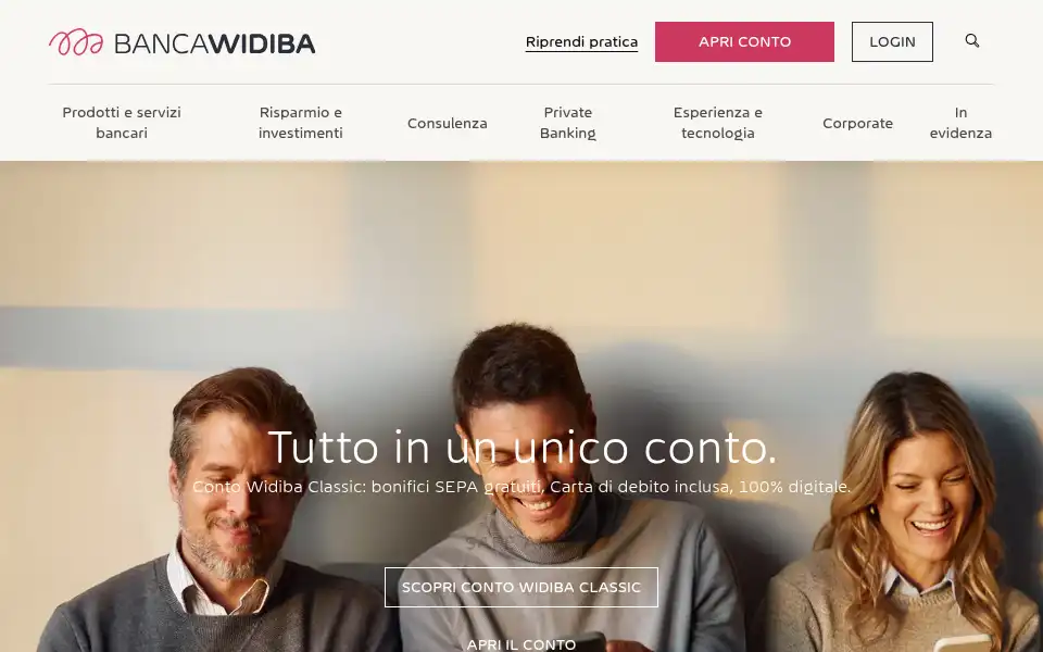 Screenshot of widiba.it
