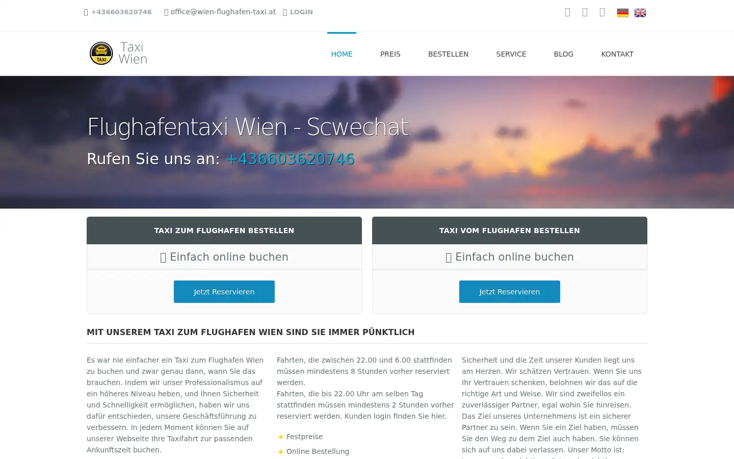 Screenshot of wien-flughafen-taxi.at