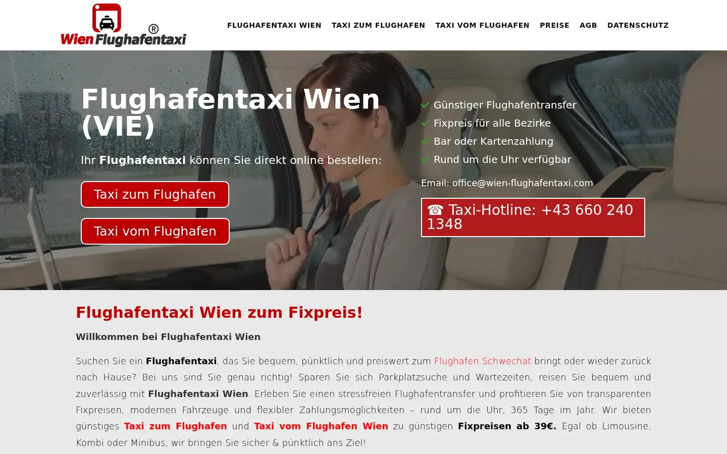 Screenshot of wien-flughafentaxi.com