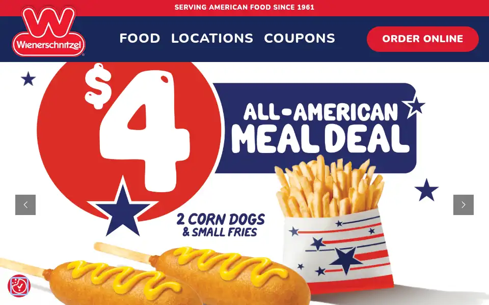 Screenshot of wienerschnitzel.com