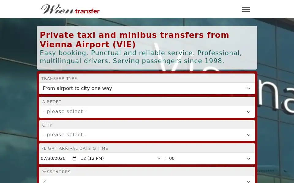 Screenshot of wientransfer.com