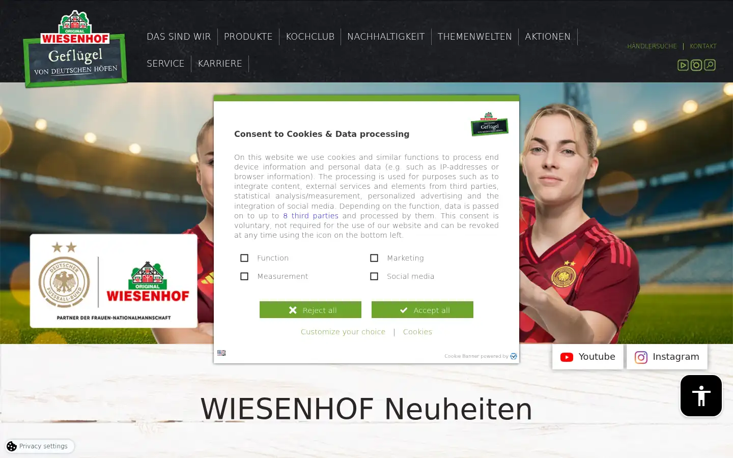 Screenshot of wiesenhof-online.de