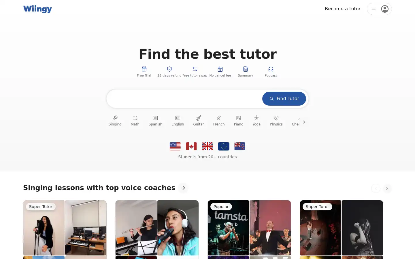 Screenshot of wiingy.com