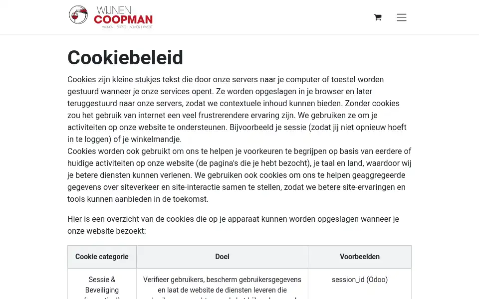 Screenshot of wijnencoopman.be
