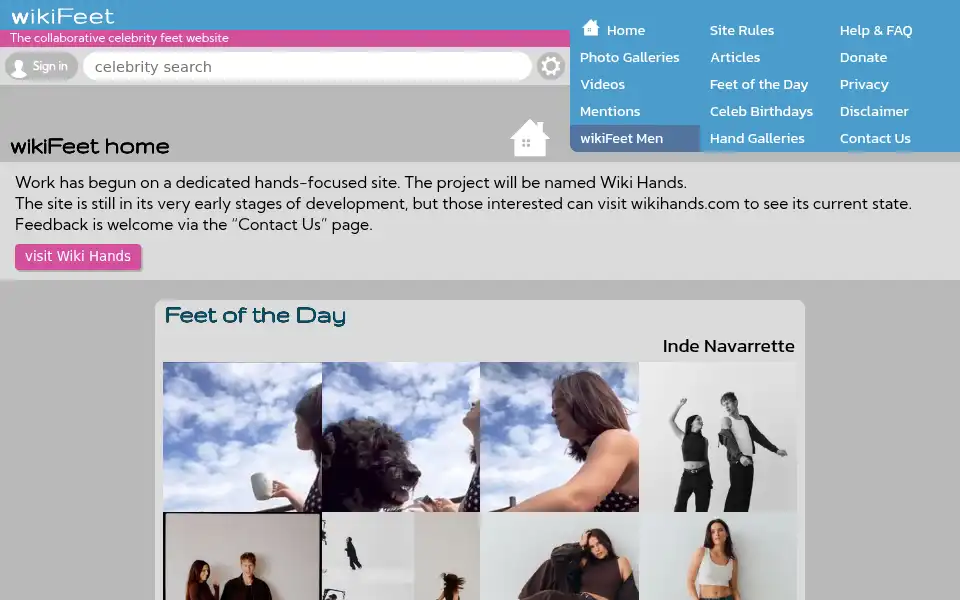 Screenshot of wikifeet.com
