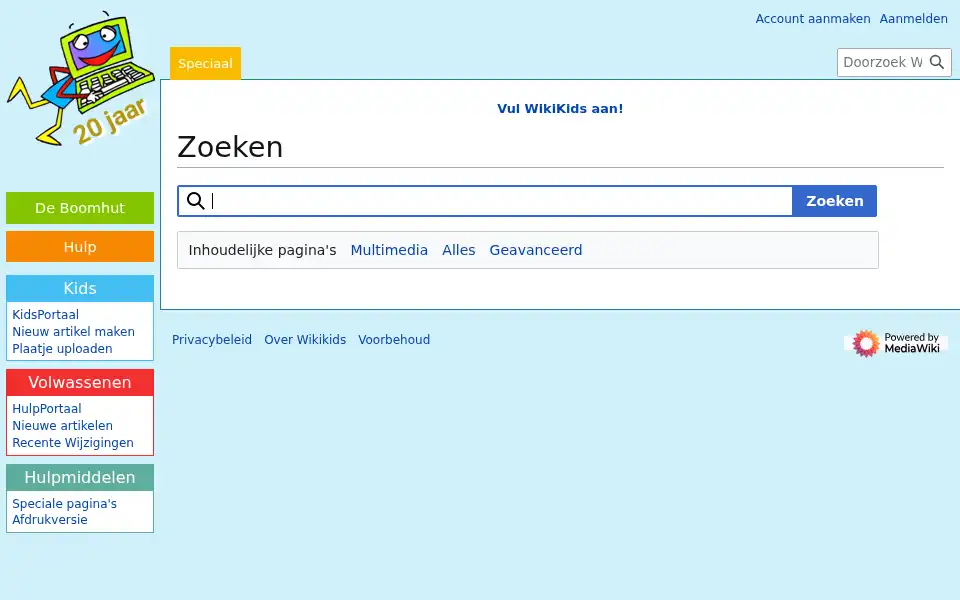 Screenshot of wikikids.nl