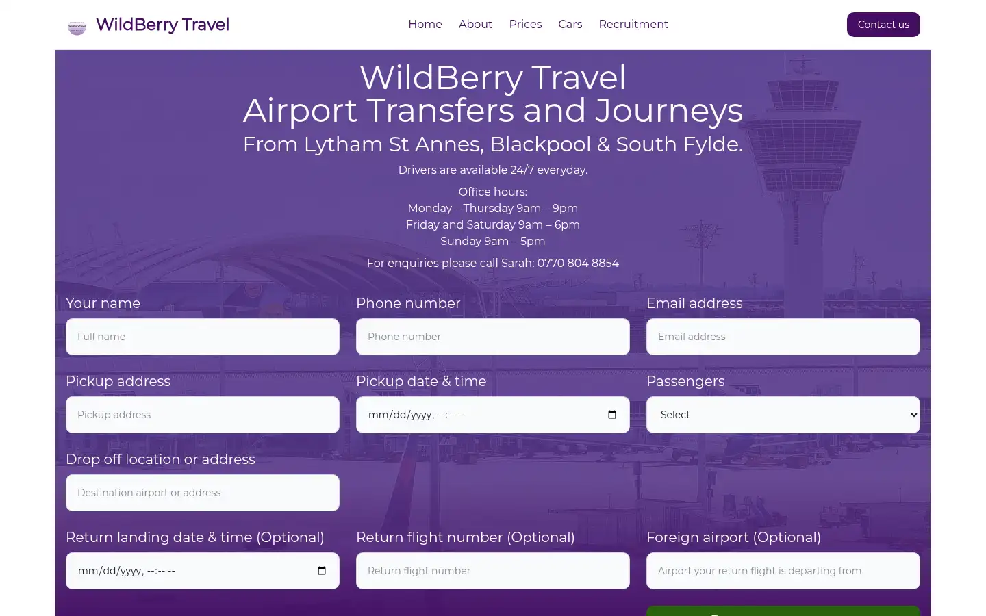 Screenshot of wildberrytravel.co.uk