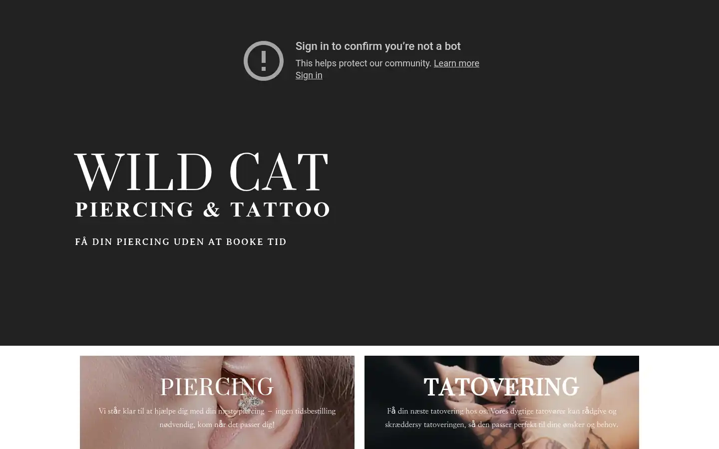 Screenshot of wildcatpiercing.dk
