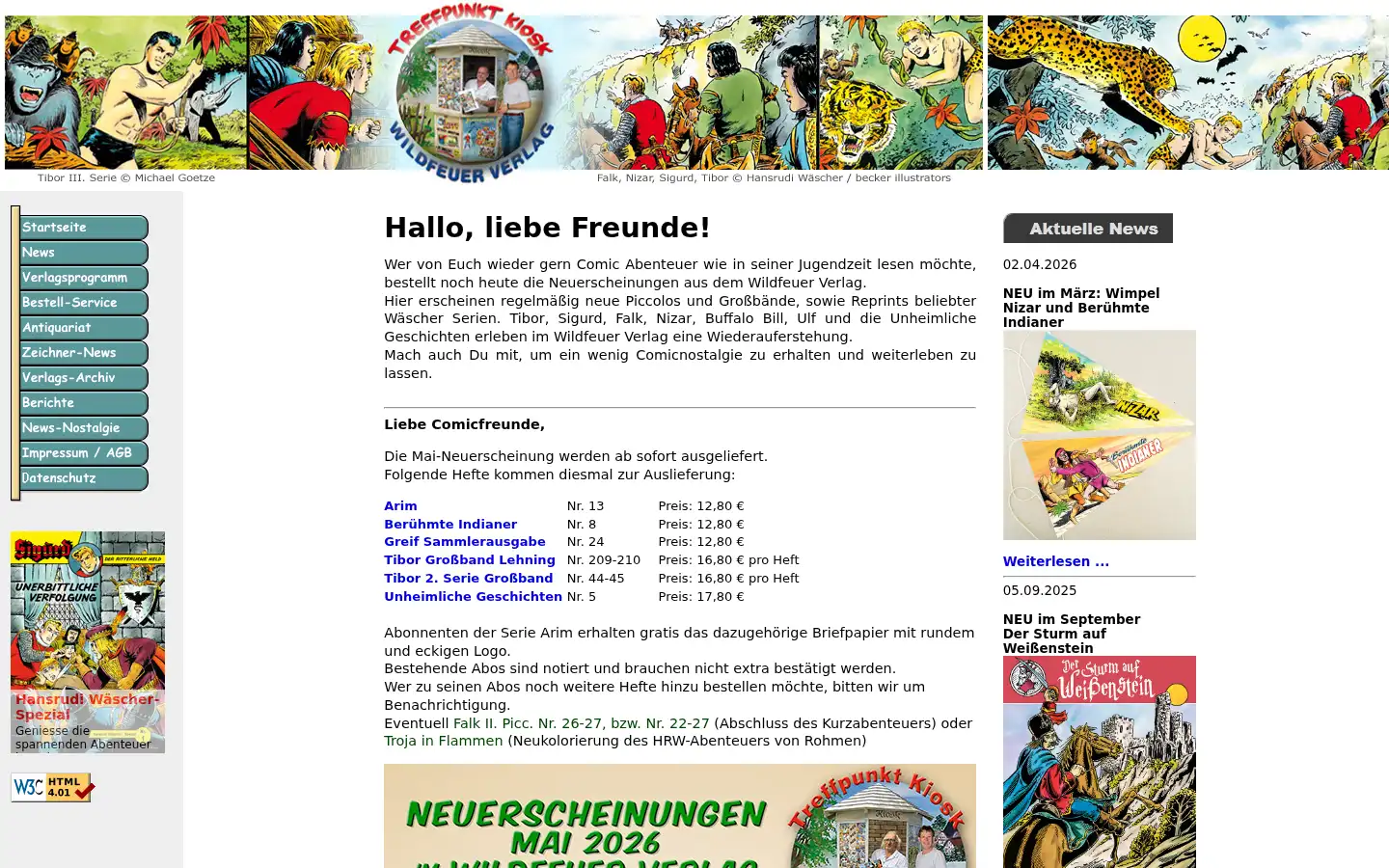 Screenshot of wildfeuer-comics.de