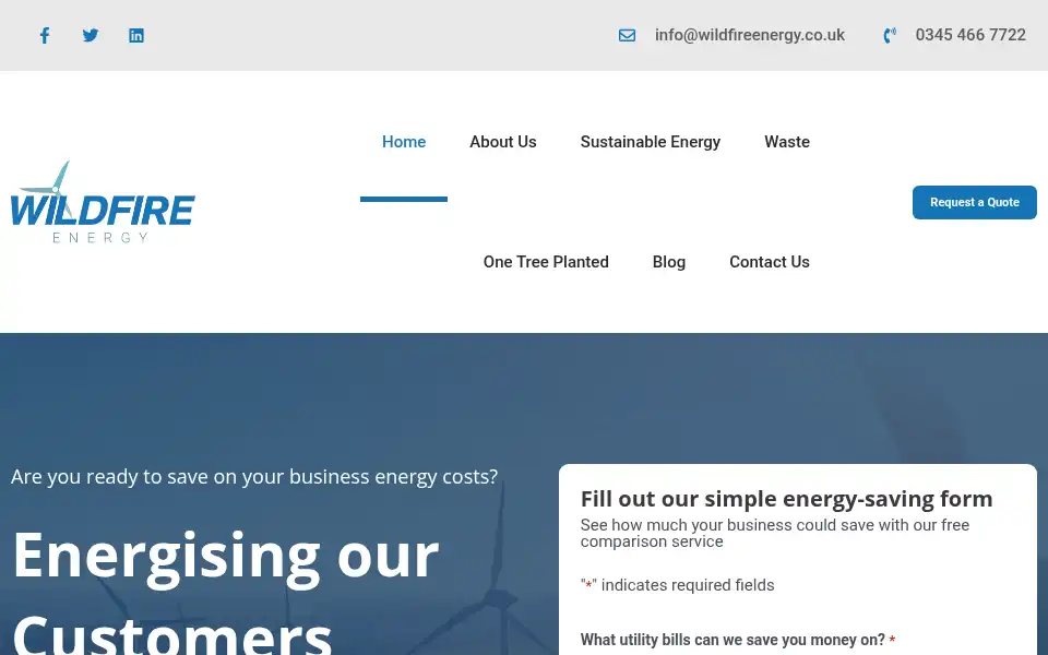 Screenshot of wildfireenergy.co.uk