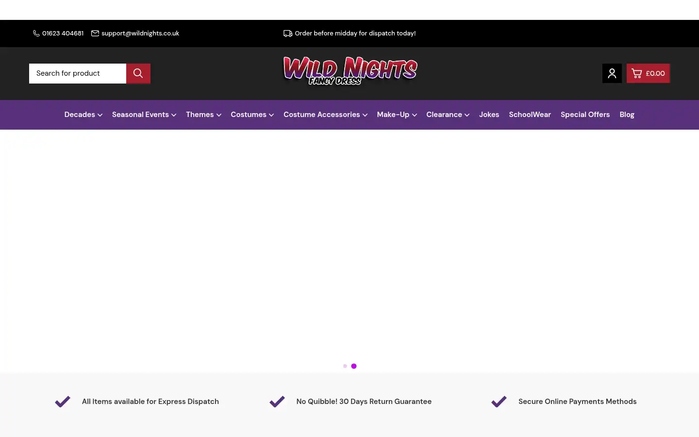Screenshot of wildnightsfancydress.co.uk