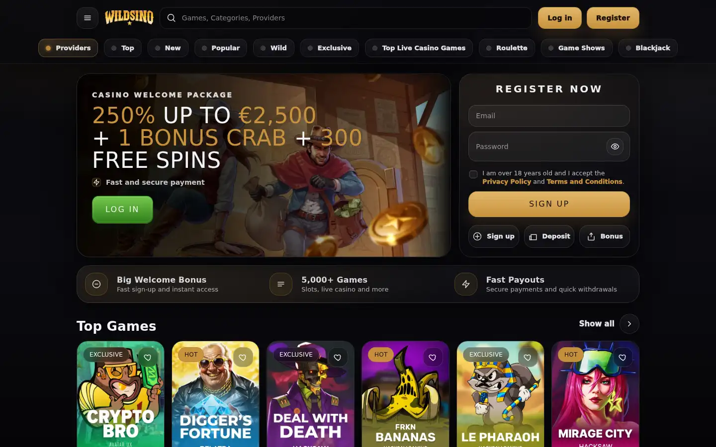 Screenshot of wildsinocasino.app