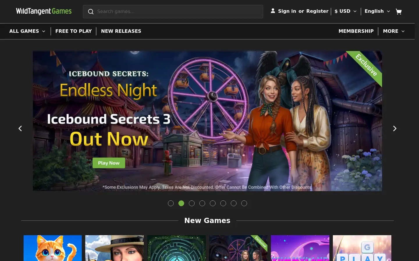 Screenshot of wildtangent.com