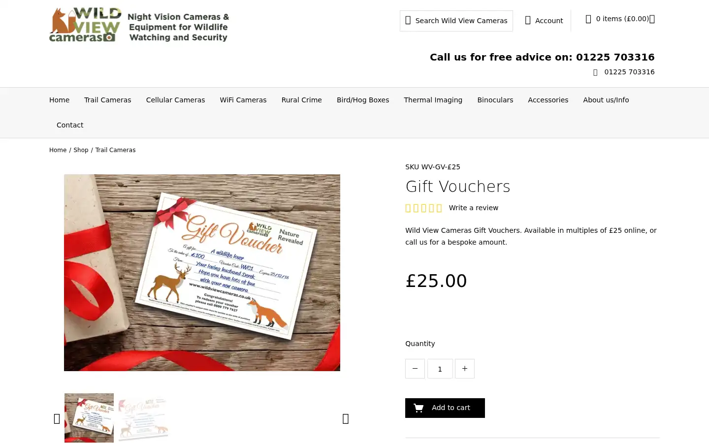 Screenshot of wildviewcameras.co.uk