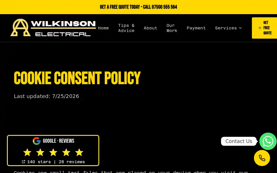 Screenshot of wilkinson-electrical.uk