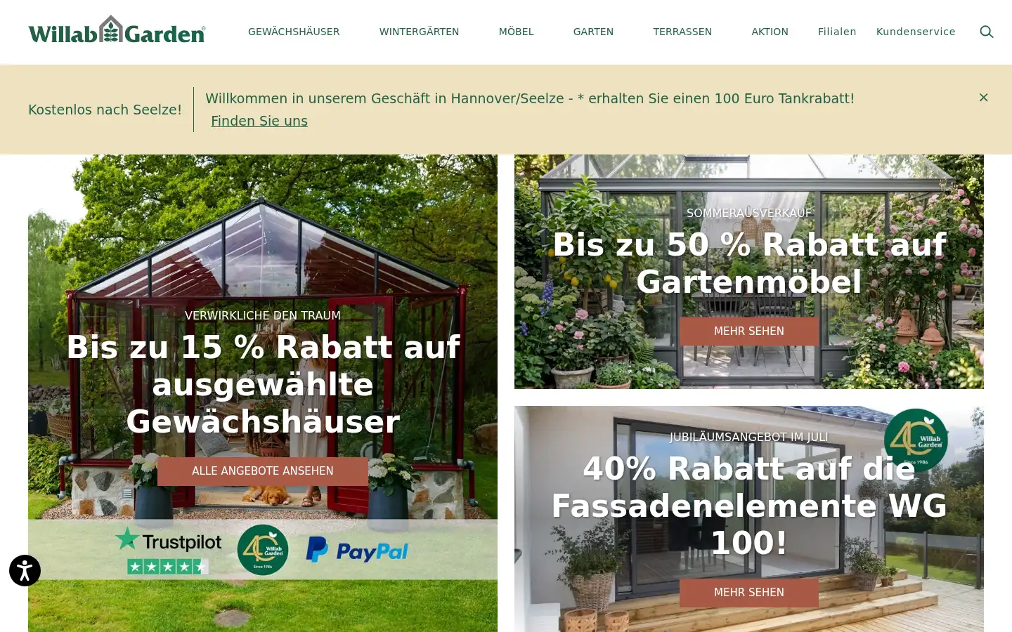 Screenshot of willabgarden.de