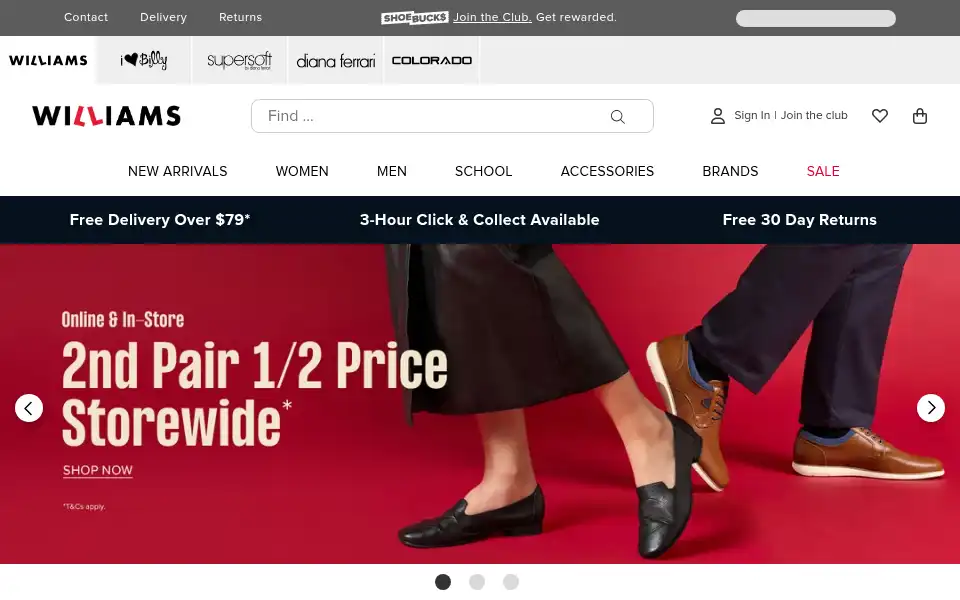 Screenshot of williamsshoes.com.au