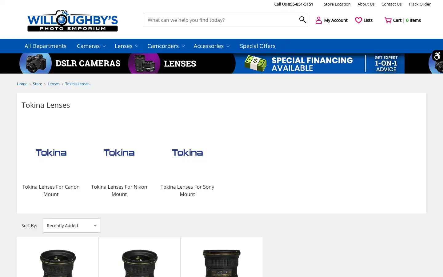 Screenshot of willoughbys.com