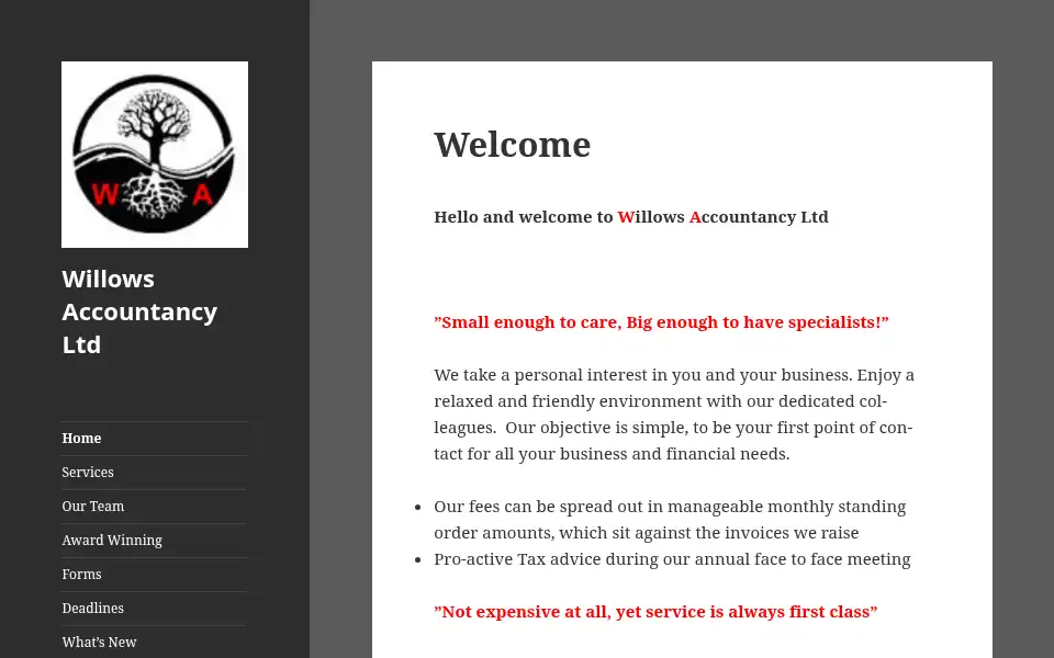 Screenshot of willowsaccountancy.co.uk