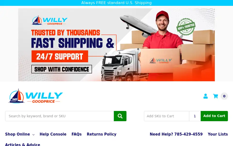Screenshot of willygoodprice.com