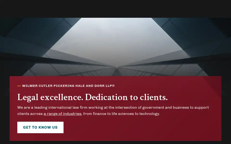 Screenshot of wilmerhale.com