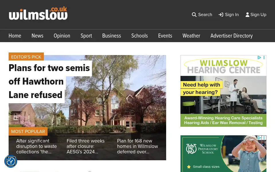Screenshot of wilmslow.co.uk