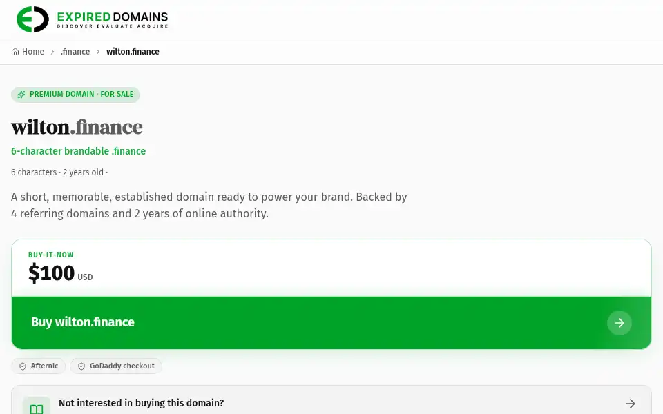 Screenshot of wilton.finance