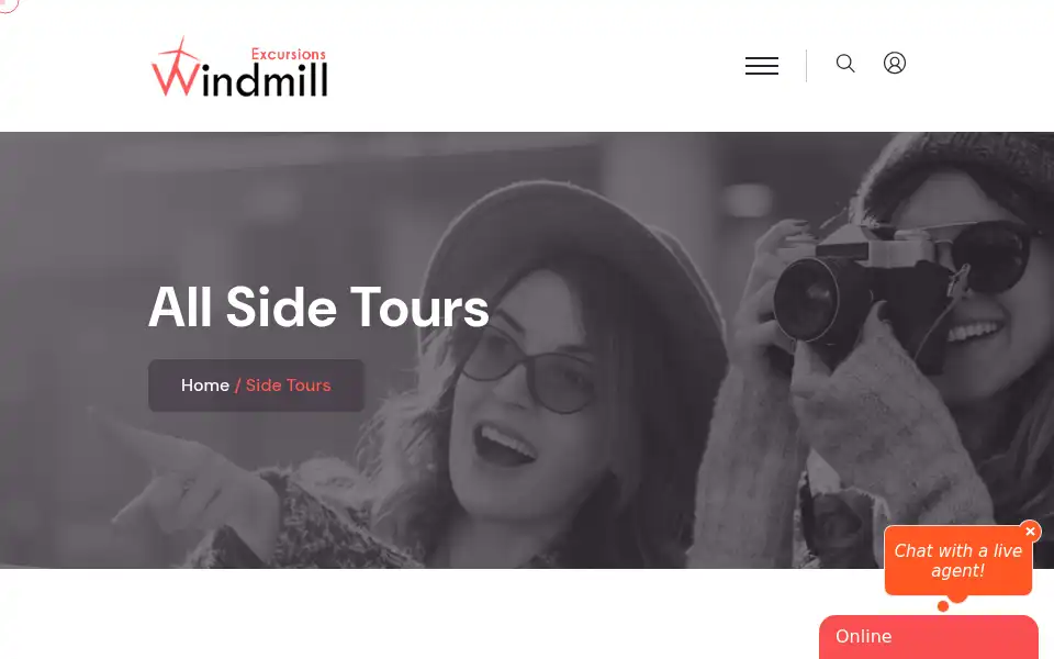 Screenshot of windmillexcursions.com