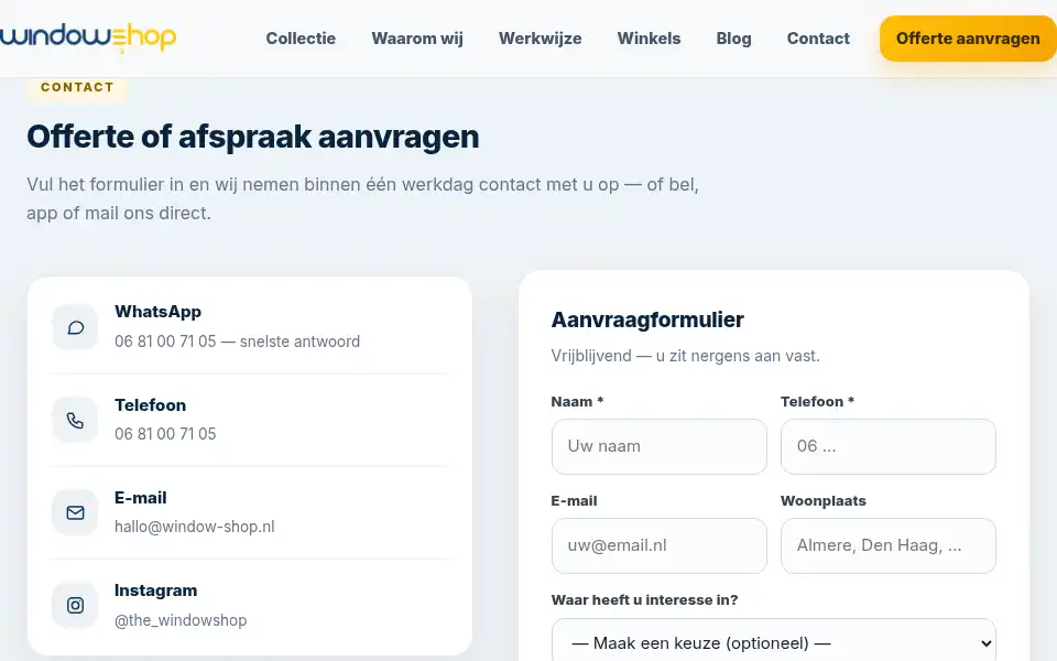 Screenshot of window-shop.nl