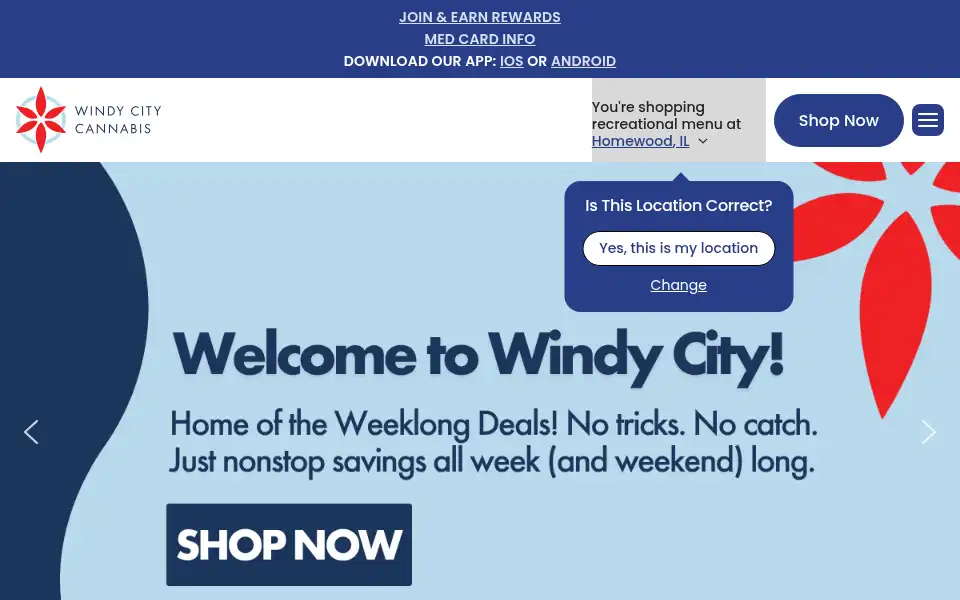 Screenshot of windycitycannabis.com