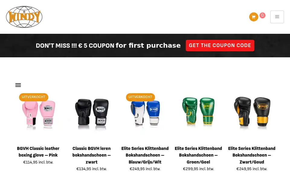 Screenshot of windyfightwear.com