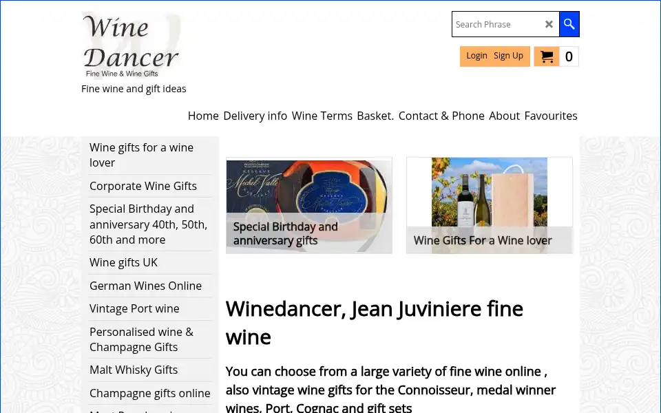 Screenshot of winedancer.com