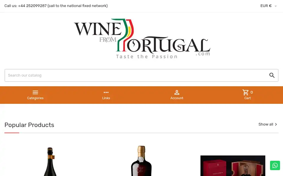 Screenshot of winefromportugal.com