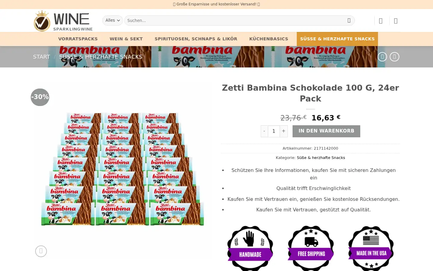 Screenshot of winessalestore.com