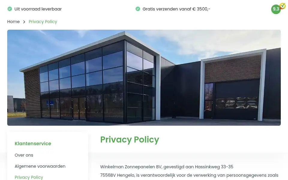 Screenshot of winkelman-zonnepanelen.nl