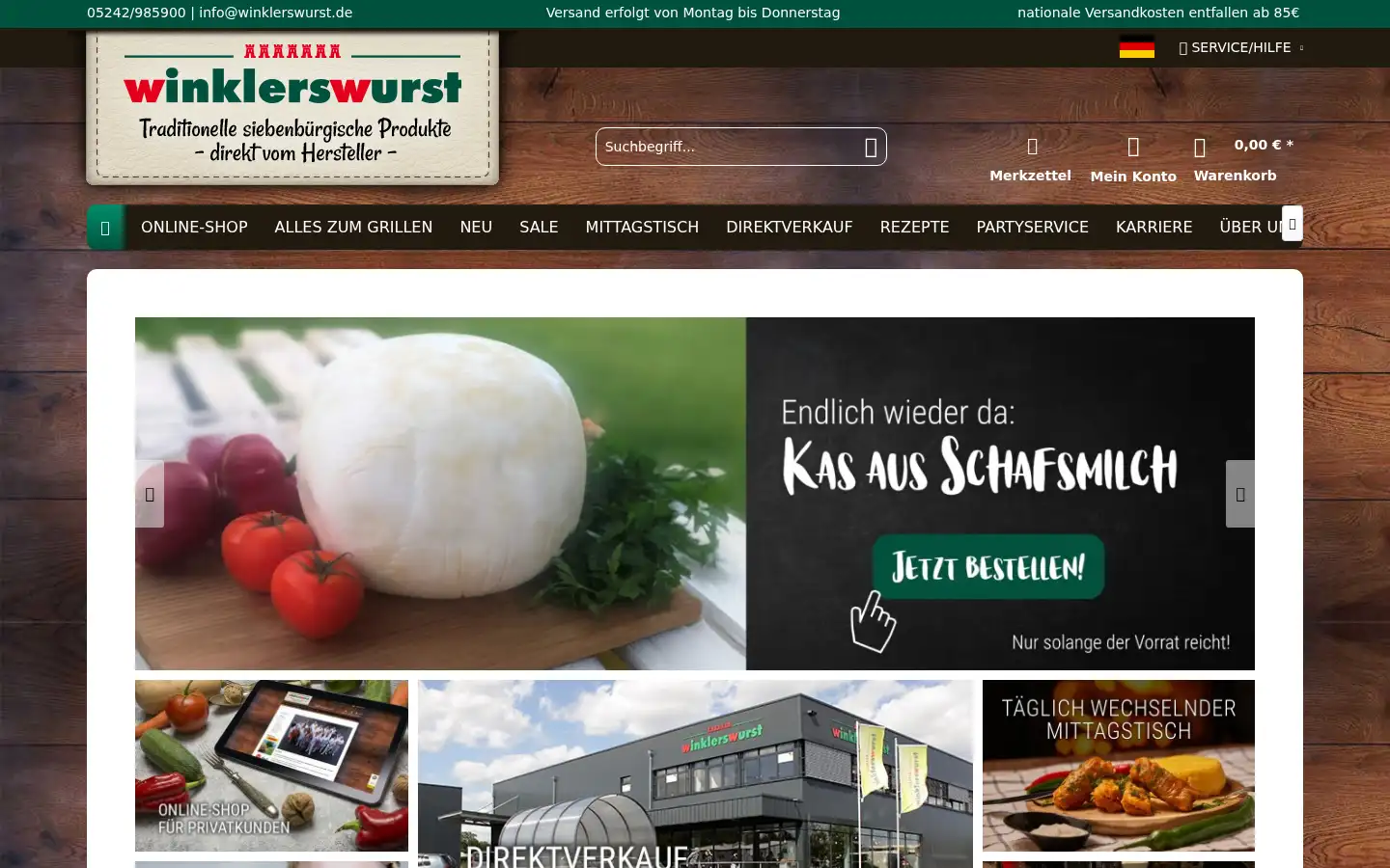 Screenshot of winklerswurst.de