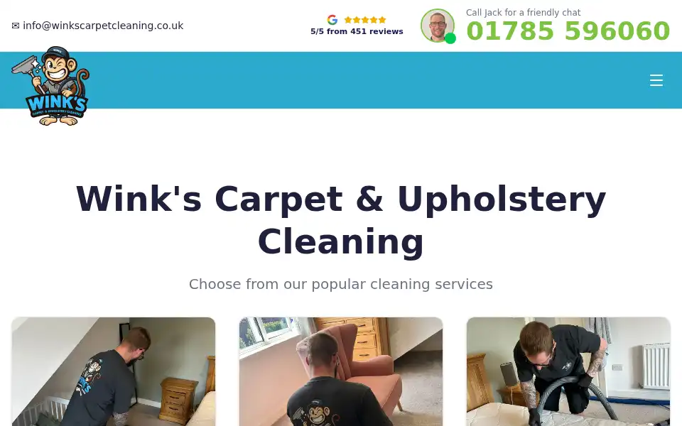 Screenshot of winkscarpetcleaning.co.uk