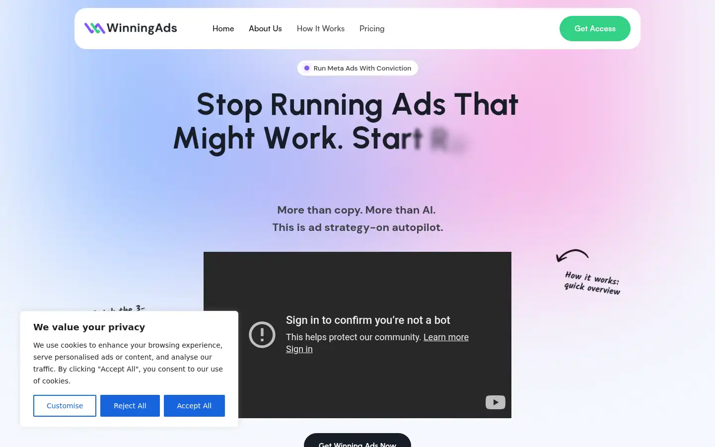 Screenshot of winningads.com