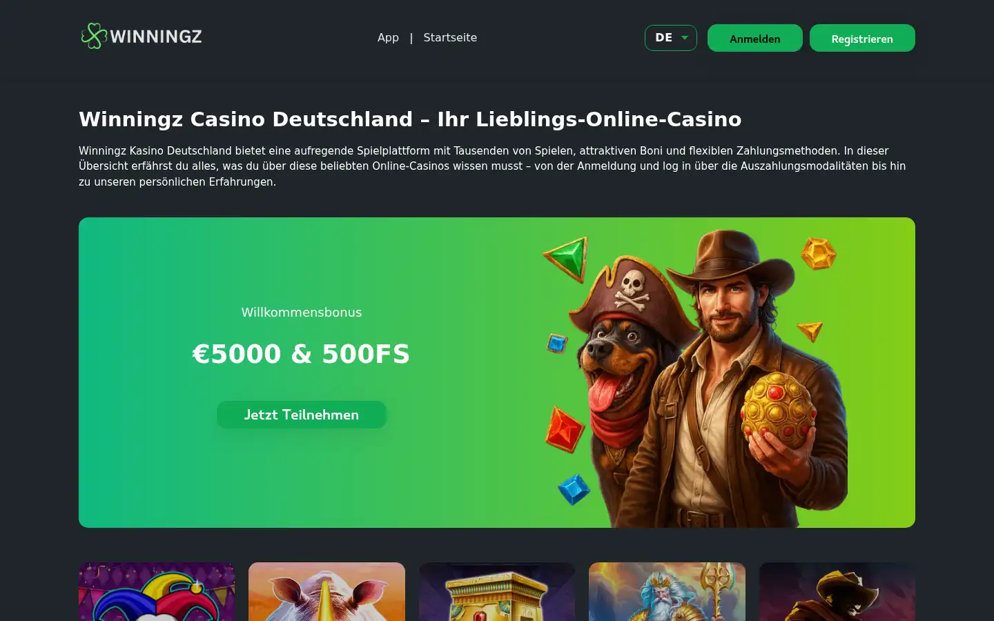 Screenshot of winningzbet.com