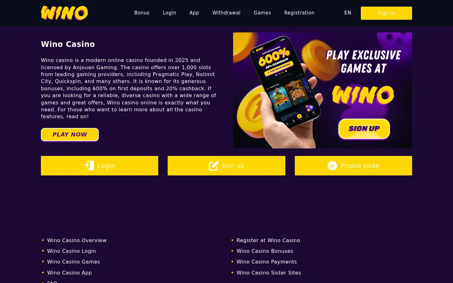 Screenshot of winocasino-online.com