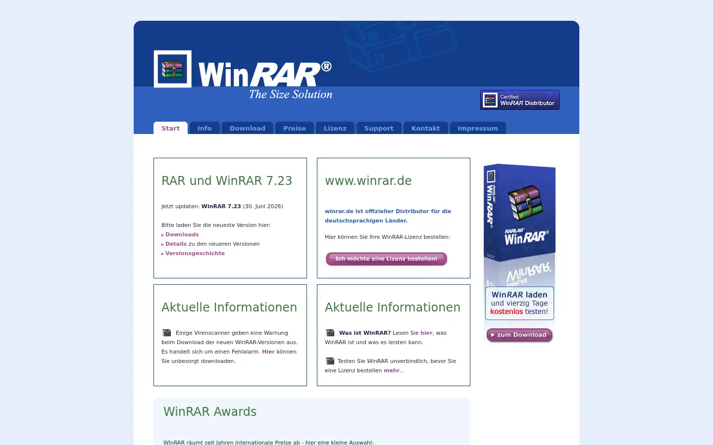 Screenshot of winrar.de