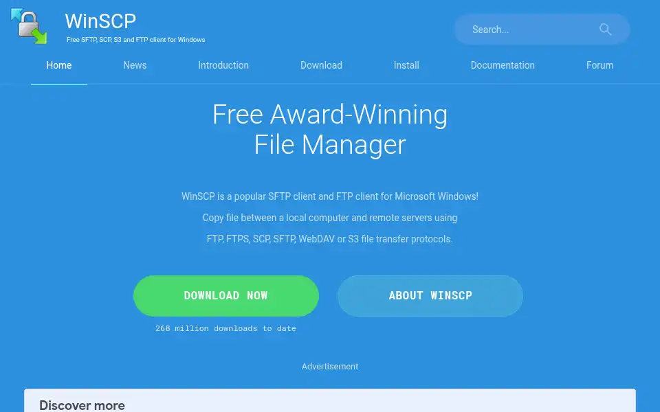 Screenshot of winscp.net