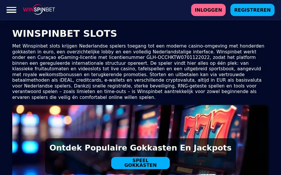 Screenshot of winspinbet.nl